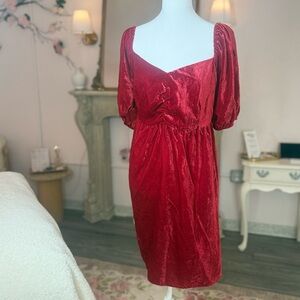Modcloth Red Velvet Midi Dress